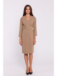 Stylove Sukienka w kolorze beżowym rozmiar: L. Brązowe sukienki Stylove, na co dzień, l, bez wzorów, bez kołnierzyka, bez ramiączek, midi, proste. Za 288.45 zł.