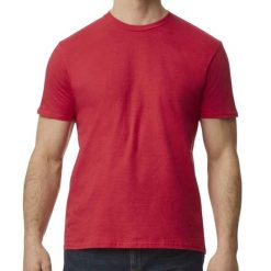 Koszulka Softstyle EZ Unisex Dla Dorosłych. Czerwone bluzki GILDAN, l, bez wzorów, sportowe, bez kołnierzyka, bez ramiączek. Za 37.99 zł.