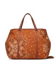 PINKO Torebka Shopper Classic PE 25 PLTT 104899 A2AS Brązowy. Brązowe shopper Pinko, bez wzorów, z materiału, bez dodatków. Za 779.99 zł.