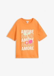 T-shirt oversize z czystej bawełny organicznej. Brązowe t-shirty bonprix, bez wzorów, z bawełny, bez kołnierzyka, bez ramiączek. Za 62.99 zł.