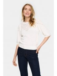 SAINT TROPEZ Sweter "Saint Tropez" w kolorze białym rozmiar: M. Białe swetry Saint Tropez, m, bez wzorów, z bawełny, bez ramiączek. Za 133.20 zł.