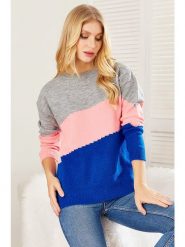Milan Kiss Sweter w kolorze szaro-niebiesko-różowym rozmiar: M. Niebieskie swetry Milan Kiss, m, bez wzorów, bez ramiączek. Za 172.95 zł.