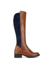 Rieker Kozaki Z9591-23 Brązowy. Brązowe kozaki Rieker, ze skóry, bez obcasa, na płaskiej podeszwie, bez zapięcia. Za 399.00 zł.