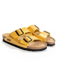 Sunbay Klapki "Trefle" w kolorze żółtym rozmiar: 41. Żółte klapki Sunbay, bez wzorów, z otwartym noskiem, bez obcasa. Za 158.95 zł.