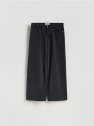 Jeansy wide leg - czarny. Czarne jeansy Reserved, bez wzorów. Za 139.99 zł.