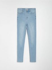 Jeansy skinny high waist z domieszką wiskozy - niebieski. Niebieskie jeansy Sinsay, l, bez wzorów, z podwyższonym stanem. Za 39.99 zł.