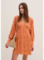 STEFANEL Sukienka w kolorze pomarańczowo-jasnoróżowym rozmiar: 44. Pomarańczowe sukienki Stefanel, bez wzorów, z wiskozy, bez kołnierzyka, bez ramiączek, mini. Za 295.99 zł.