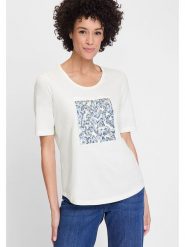 Olsen Koszulka w kolorze kremowym rozmiar: 44. Brązowe bluzki Olsen, bez wzorów, z bawełny, bez kołnierzyka, bez ramiączek. Za 52.99 zł.