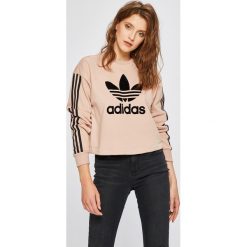Adidas Originals - Bluza. Szare bluzy sportowe Adidas Originals, z nadrukiem, z bawełny, bez kaptura. Za 229.90 zł.