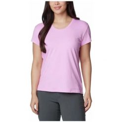 Koszulka damska Columbia Sun Trek Short Sleeve Tee. Czerwone bluzki Columbia, l, bez wzorów, sportowe, bez kołnierzyka, bez ramiączek. Za 89.99 zł.
