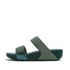 Damskie sandały na koturnie FitFlop Lulu Shimmerglitz. Niebieskie sandały FIT FLOP, bez wzorów, bez obcasa, na koturnie, bez zapięcia. Za 464.00 zł.