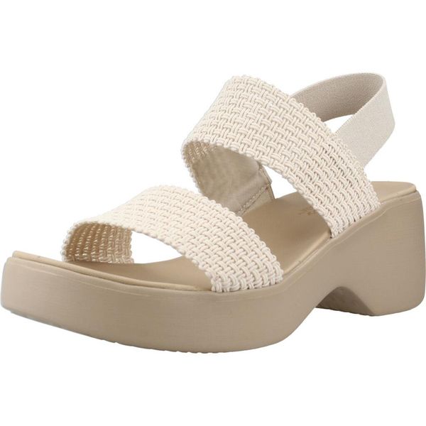 Sandały SKECHERS 119413S Beżowy. Brązowe sandały Skechers, bez wzorów, z materiału, bez obcasa, bez zapięcia. Za 390.00 zł.