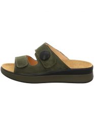 Think! Skórzane klapki w kolorze khaki rozmiar: 41. Brązowe klapki Think!, bez wzorów, z otwartym noskiem, bez obcasa. Za 221.36 zł.