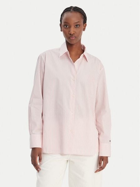 Tommy Hilfiger Koszula WW0WW48190 Różowy Regular Fit. Czerwone koszule TOMMY HILFIGER, bez wzorów, z bawełny, bez kołnierzyka, bez ramiączek. Za 324.99 zł.
