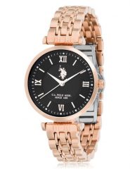 U.S. Polo Assn. Zegarek kwarcowy w kolorze różowozłoto-czarnym rozmiar: onesize. Czarne, analogowe zegarki U.S. Polo Assn., metalowe. Za 217.99 zł.