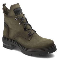 Zielone Botki Nessi Modne Obuwie Damskie. Zielone botki Nessi, bez wzorów, z nubiku, bez obcasa, bez zapięcia. Za 449.00 zł.
