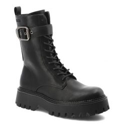 Czarne Glany Big Star Stylowe Obuwie Damskie. Czarne botki Big Star, bez wzorów, przed kolano, bez obcasa, bez zapięcia. Za 237.99 zł.