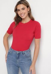 Czerwony Sweter z Ozdobnymi Ściągaczami Sanarella. Czerwone swetry Born2be, uniwersalny, z aplikacjami, z jeansu, bez ramiączek. W wyprzedaży za 50.99 zł.