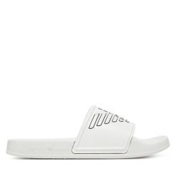 Klapki Emporio Armani. Białe klapki Emporio Armani, bez wzorów, bez obcasa. Za 239.99 zł.