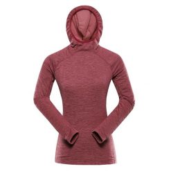 Bluza sportowa damska z kapturem Alpine Pro Rolta. Czerwone bluzy Alpine Pro, s, bez wzorów, z materiału, z kapturem. Za 129.00 zł.