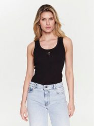 Pinko Top Calcolatore 100807 A0PU Czarny Slim Fit. Czarne topy Pinko, s, bez wzorów, z bawełny, bez kołnierzyka, bez ramiączek. Za 249.99 zł.
