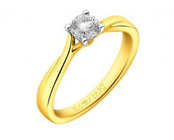Pierścionek z żółtego złota z brylantem - 0,40 ct - próba 750. Żółte pierścionki Apart, z brylantem, złote. Za 13,990.00 zł.