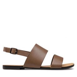 Sandały Vagabond Shoemakers. Brązowe sandały Vagabond Shoemakers, bez wzorów, bez obcasa, na płaskiej podeszwie, bez zapięcia. Za 259.99 zł.