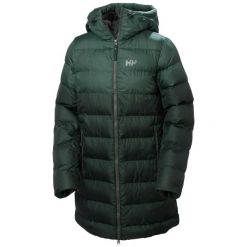 Parka damska z kapturem Helly Hansen Active. Zielone kurtki sportowe Helly Hansen, na zimę, bez wzorów, z puchu, z kapturem, narciarskie. Za 1,046.95 zł.