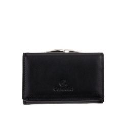 Czarny damski portfel Canaletto z perforacją laserową – styl i funkcjonalność PD1224P51. Czarne portfele bez wzorów, ze skóry. Za 161.50 zł.