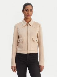 Morgan Kurtka z imitacji skóry 261-GELATO Beżowy Slim Fit. Brązowe kurtki Morgan, bez wzorów, ze skóry, bez kaptura. Za 349.99 zł.