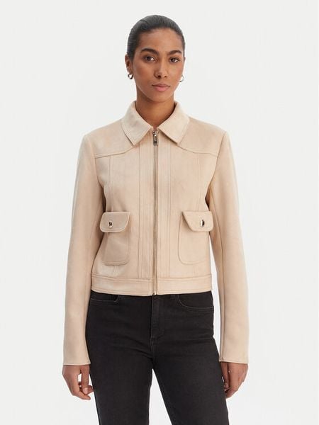 Morgan Kurtka z imitacji skóry 261-GELATO Beżowy Slim Fit. Brązowe kurtki Morgan, bez wzorów, ze skóry, bez kaptura. Za 329.99 zł.