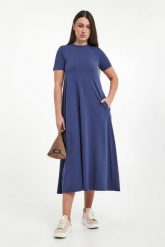Sukienka midi Elettra ECOALF. Sukienki Ecoalf, s, bez wzorów, bez kołnierzyka, bez ramiączek, midi. Za 439.00 zł.