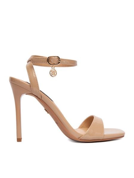 Nine West Sandały CEO-CR436-T8637 Beżowy. Brązowe sandały Nine West, bez wzorów, z materiału, bez obcasa, na szpilce, bez zapięcia. Za 149.99 zł.