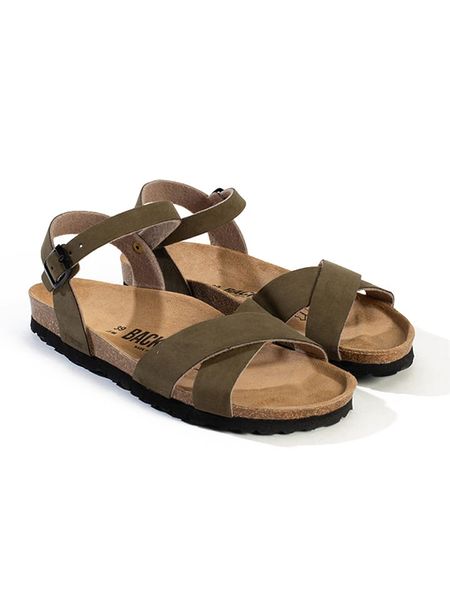 BACKSUN Sandały w kolorze khaki rozmiar: 37. Brązowe sandały Backsun, bez wzorów, klasyczne, z otwartym noskiem, bez obcasa, bez zapięcia. Za 154.79 zł.