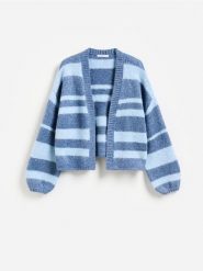 Kardigan z metalizowaną nicią - jasnoniebieski. Niebieskie kardigany Reserved, l, bez wzorów, z dzianiny. Za 139.99 zł.