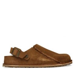 Sandały Birkenstock. Brązowe sandały Birkenstock, bez wzorów, bez obcasa, na płaskiej podeszwie, bez zapięcia. Za 719.99 zł.