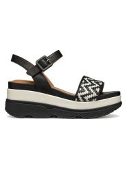 Geox Skórzane sandały "Gardenia" w kolorze czarno-kremowym rozmiar: 37. Brązowe sandały Geox, bez wzorów, z otwartym noskiem, bez obcasa, na koturnie, bez zapięcia. Za 260.99 zł.