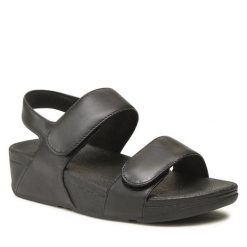 Sandały FitFlop. Czarne sandały FitFlop, bez wzorów, bez obcasa, na koturnie, bez zapięcia. Za 339.99 zł.