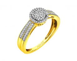 Pierścionek z żółtego złota z diamentami - 0,23 ct - próba 585. Żółte pierścionki Apart, z diamentem, złote. Za 3,990.00 zł.