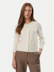 Tommy Hilfiger Kardigan WW0WW51439 Kremowy Slim Fit. Białe kardigany TOMMY HILFIGER, xs, bez wzorów, z wełny. Za 649.99 zł.