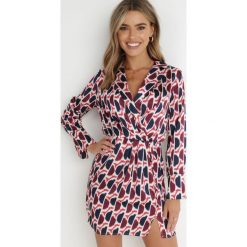 Bordowo-Biała Sukienka z Gumką w Pasie Veraia. Czerwone sukienki Born2be, na imprezę, l, bez wzorów, eleganckie, bez kołnierzyka, bez ramiączek, mini, kopertowe. Za 79.99 zł.
