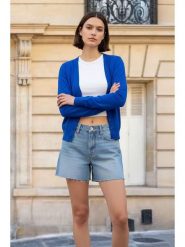 ASSUILI Kardigan w kolorze niebieskim rozmiar: 36. Niebieskie kardigany Assuili, bez wzorów. Za 100.99 zł.