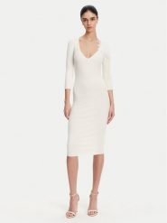 Elisabetta Franchi Sukienka dzianinowa AM-52B-51E2 Biały Slim Fit. Białe sukienki Elisabetta Franchi, bez wzorów, z dzianiny, bez kołnierzyka, bez ramiączek. Za 1,219.00 zł.