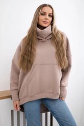 Bluza ocieplana oversize ciemno beżowa. Brązowe bluzy KESI, l, bez wzorów, z bawełny, bez kaptura. Za 270.16 zł.