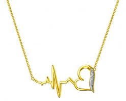 Naszyjnik z żółtego złota z diamentami - serce, EKG serca - 0,01 ct - próba 375. Żółte naszyjniki Apart, z diamentem, złote. Za 1,690.00 zł.