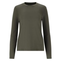 Damska koszulka z długim rękawem Athlecia Almi. Zielone bluzki ENDURANCE, bez wzorów, sportowe, bez kołnierzyka, bez ramiączek. Za 143.50 zł.