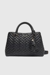 GUESS Czarna shopperka damska Melisandra. Czarne shopper Guess, z aplikacjami, ze skóry ekologicznej, bez dodatków. W wyprzedaży za 524.59 zł.