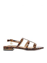 Nine West Sandały CEO-R26SS01558 Brązowy. Brązowe sandały Nine West, bez wzorów, z materiału, bez obcasa, na płaskiej podeszwie, bez zapięcia. Za 199.99 zł.