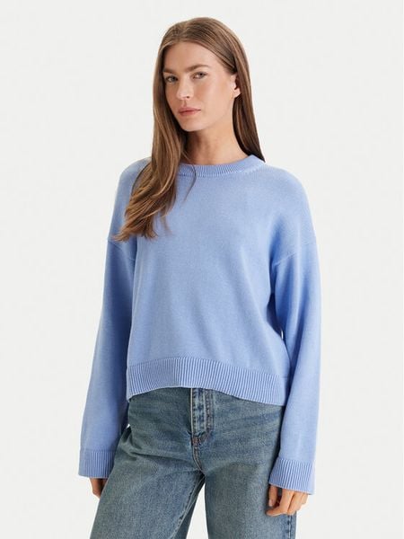 Calvin Klein Sweter LV047D305G Niebieski Relaxed Fit. Niebieskie swetry Calvin Klein, xs, bez wzorów, z bawełny, bez ramiączek. Za 320.99 zł.
