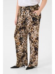 KAFFE curve Spodnie w kolorze czarno-beżowym rozmiar: 44. Czarne spodnie materiałowe KAFFE curve, bez wzorów, z materiału, z podwyższonym stanem. Za 82.99 zł.